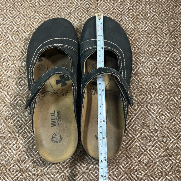 Dr Andrew Weil Clog Mules Womens Sz US 9 EU 40 Black Suede Leather Floral Boho - Picture 7 of 8